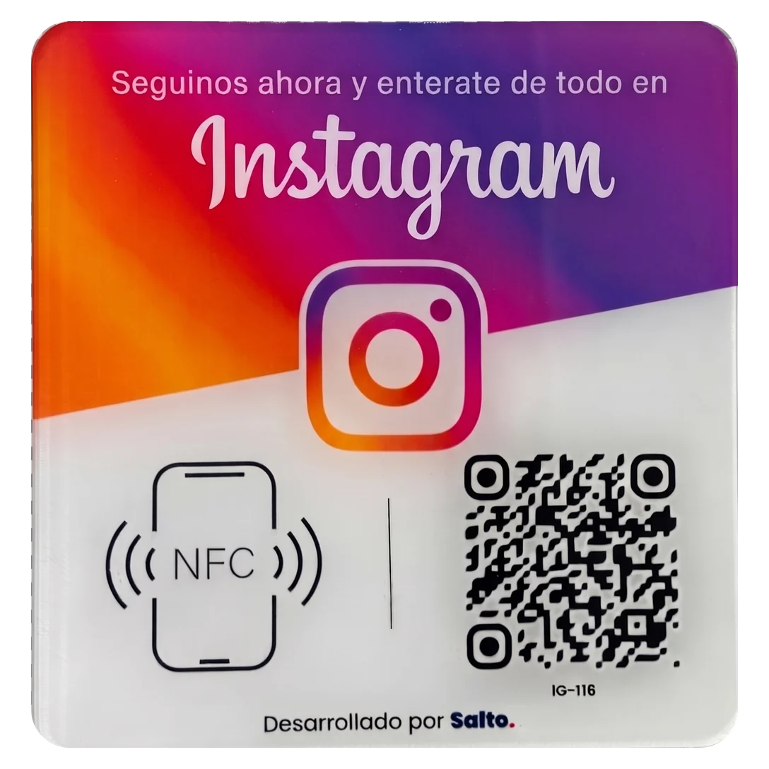 Placa de Instagram con QR y NFC