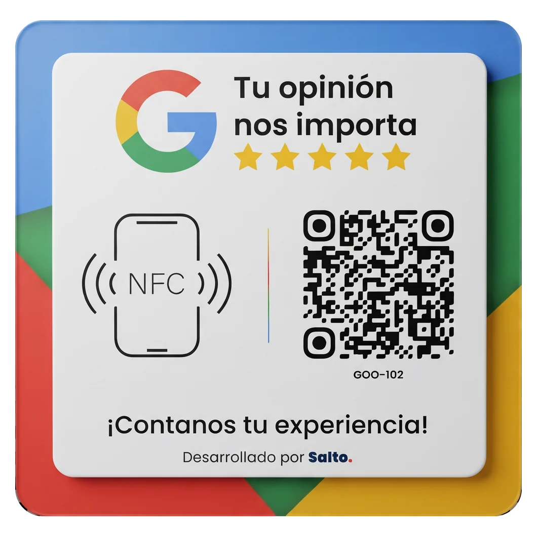Placa de reseñas de Google con QR y NFC